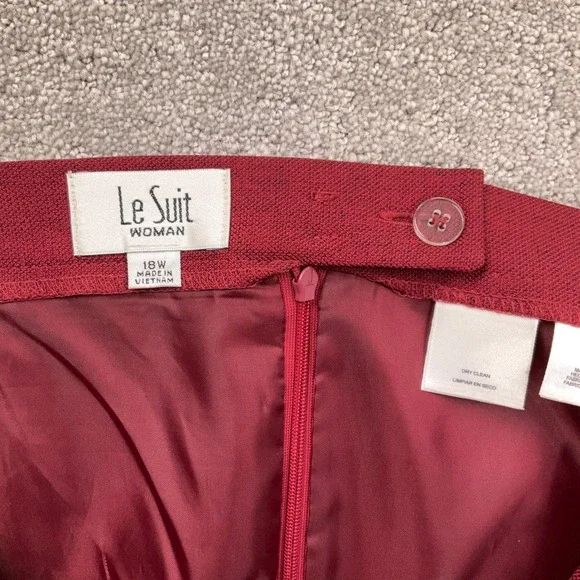 Le Suit Skirt Set Womens 18W Red Monochromatic Layered Professional Church 2pc - Picture 10 of 15